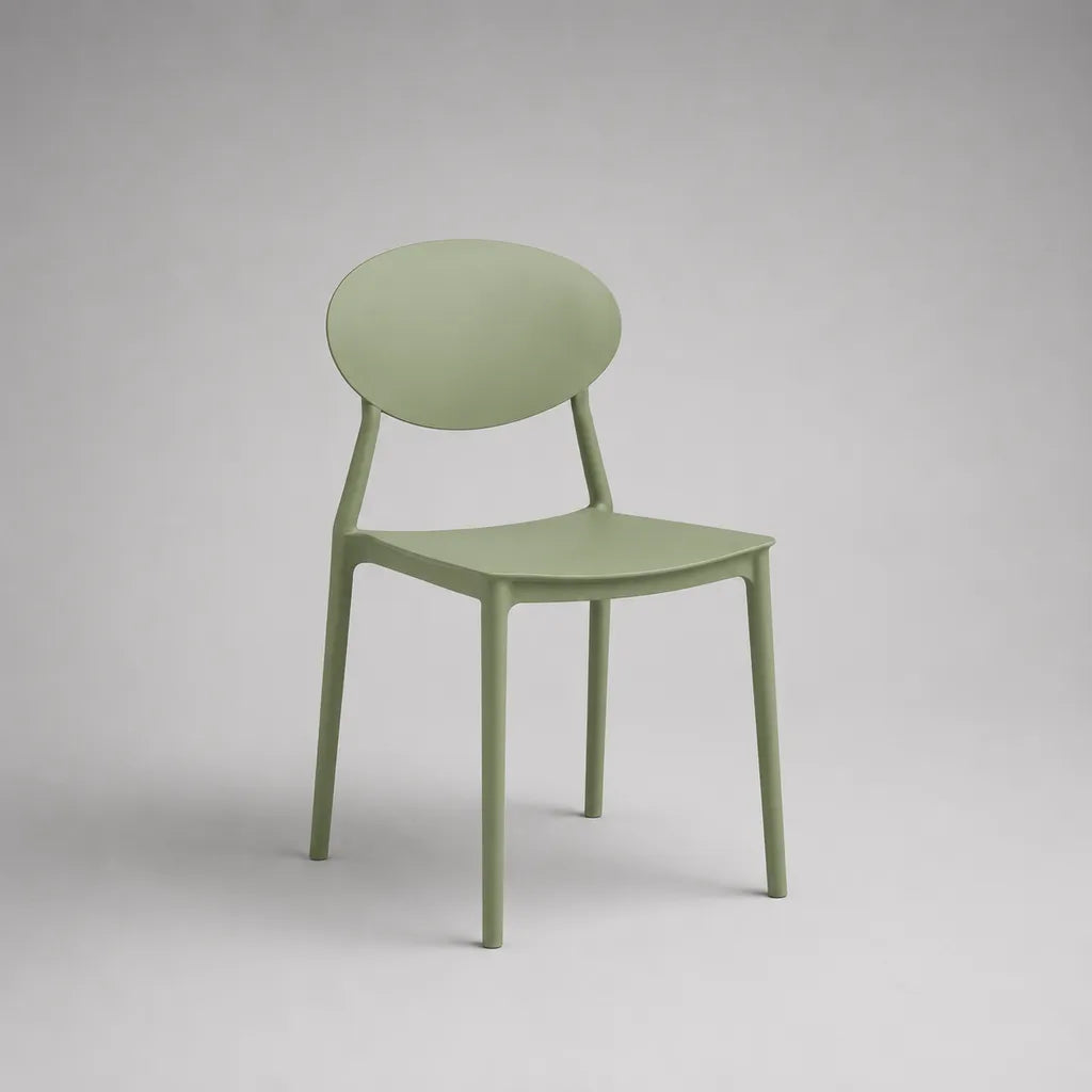 Chaise empilable en polypropylène vert sauge, 50 × 52 × 80 cm