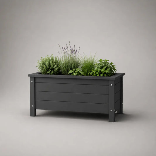 Jardinière surélevée rectangulaire d’extérieur en bois gris anthracite, 100 × 40 × 50 cm