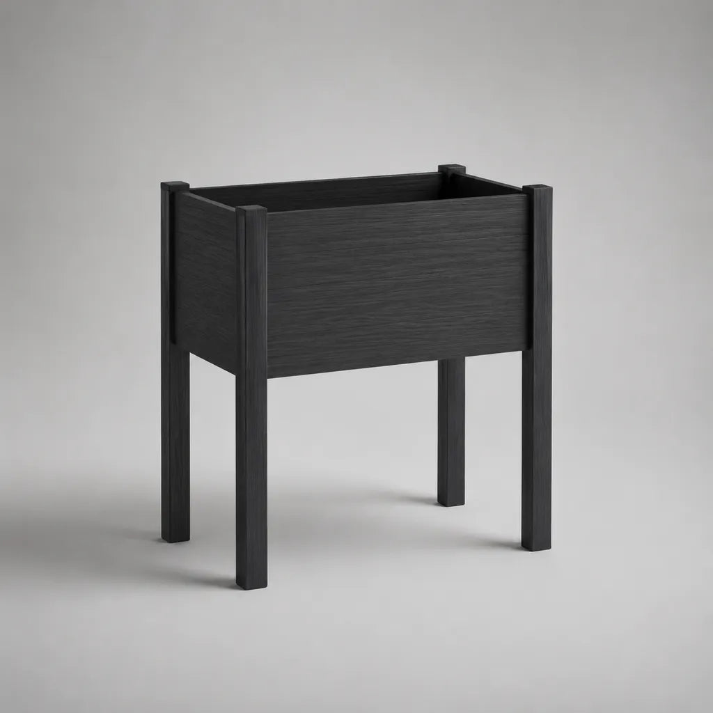 Jardinière surélevée rectangulaire en composite de fibres de bois et PEHD noir, 60 × 30 × 70 cm